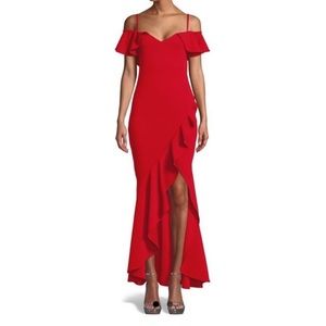 Betsy and Adam Red Ruffle Gown